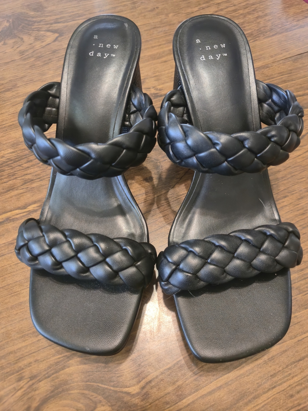 a new day Black Braided Slide Sandals for Women
